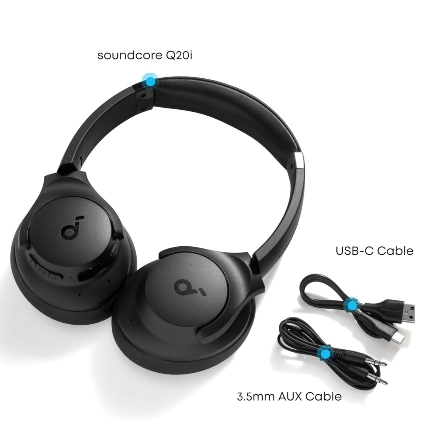 Casque hybride à réduction active du bruit, Bluetooth sans fil soundcore Anker Q20i - Noir