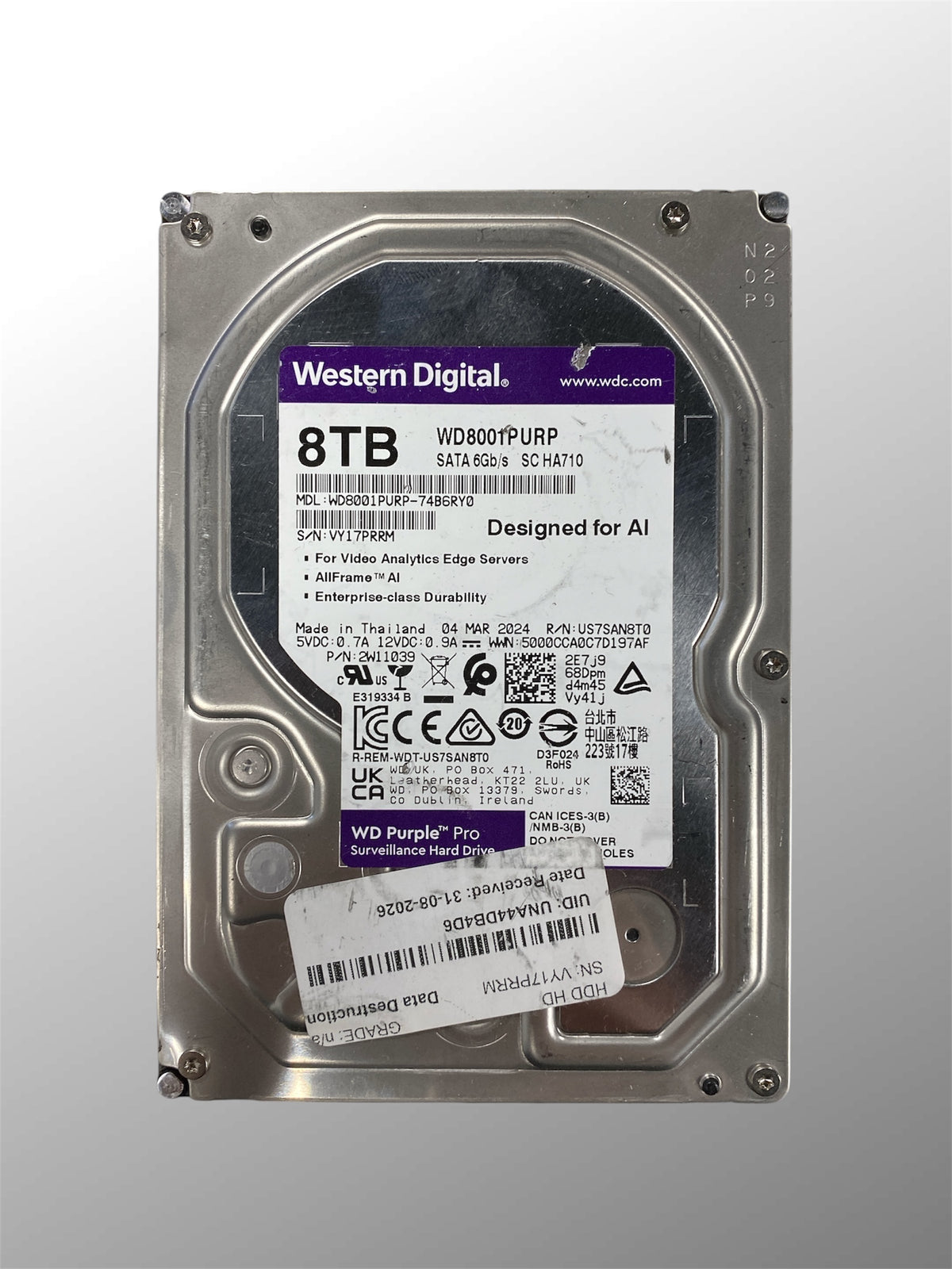 Disque Dur HDD - Western Digital Purple - 8 To