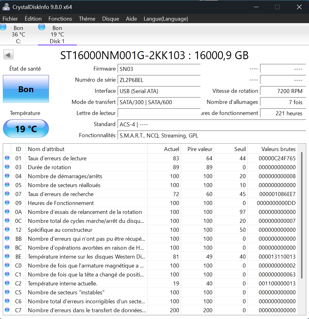 Disque Dur HDD - Seagate Exos Enterprise 16 To (Usagé)