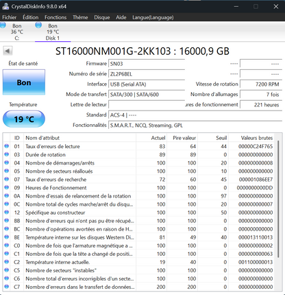 Disque Dur HDD - Seagate Exos Enterprise 16 To (Usagé)
