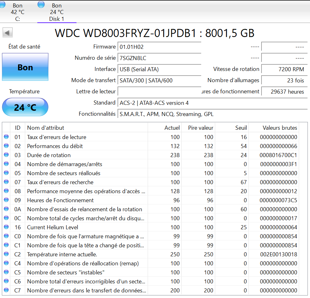 Disque Dur HDD - Western Digital GOLD - 8 To