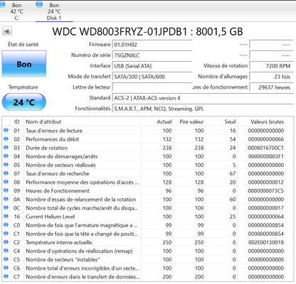 Disque Dur HDD - Western Digital GOLD - 8 To