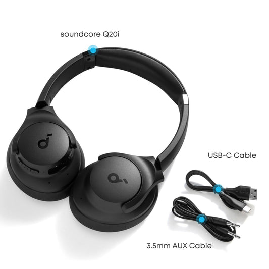 Casque hybride à réduction active du bruit, Bluetooth sans fil soundcore Anker Q20i - Noir