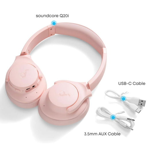 Casque hybride à réduction active du bruit, Bluetooth sans fil soundcore Anker Q20i - Rose